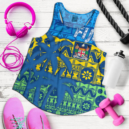 Fiji Women Tank Fijian Tapa Patterns Palm Tree Design