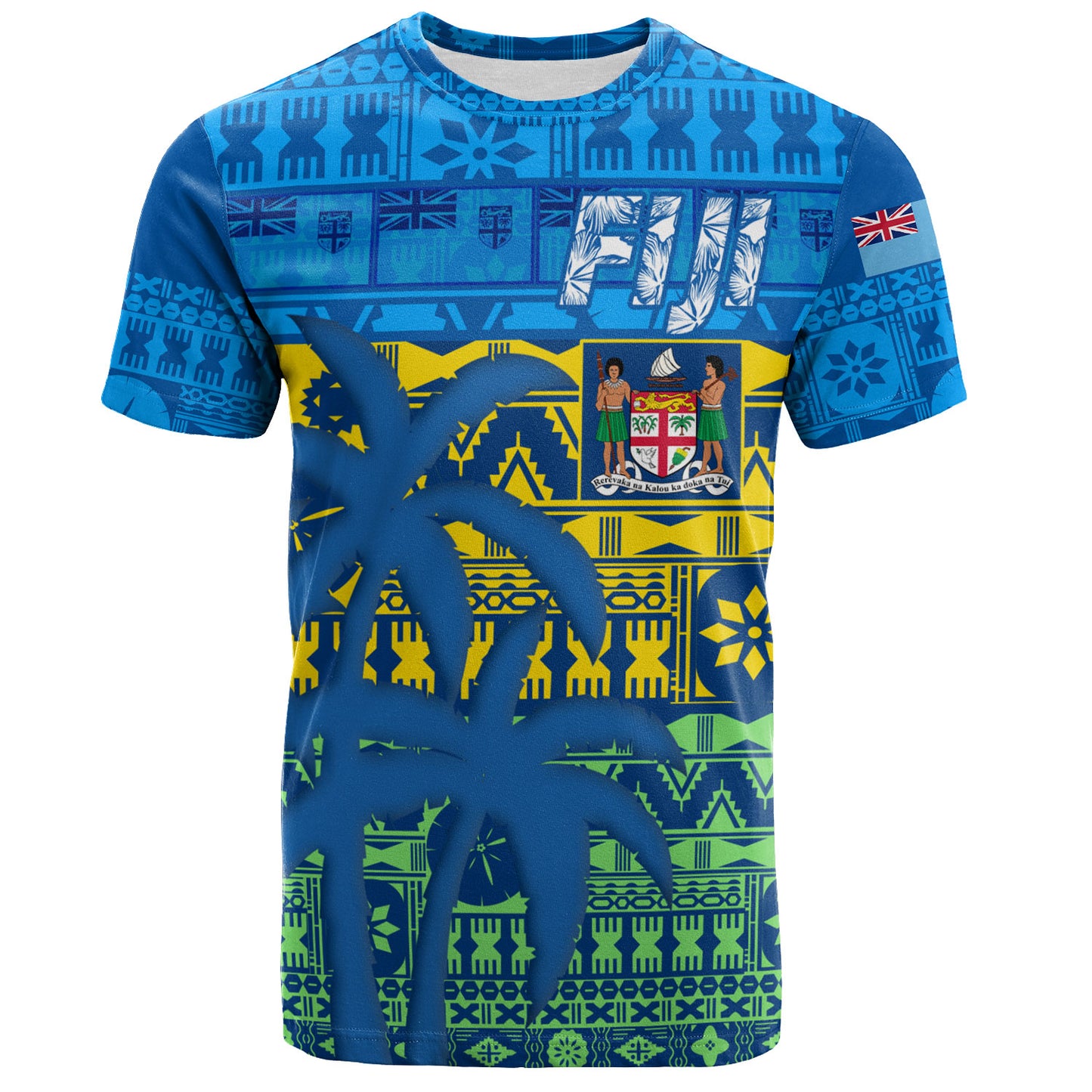 Fiji T-Shirt Fijian Tapa Patterns Palm Tree Design