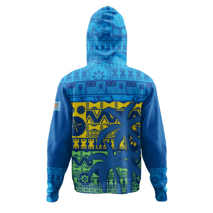 Fiji Hoodie Fijian Tapa Patterns Palm Tree Design