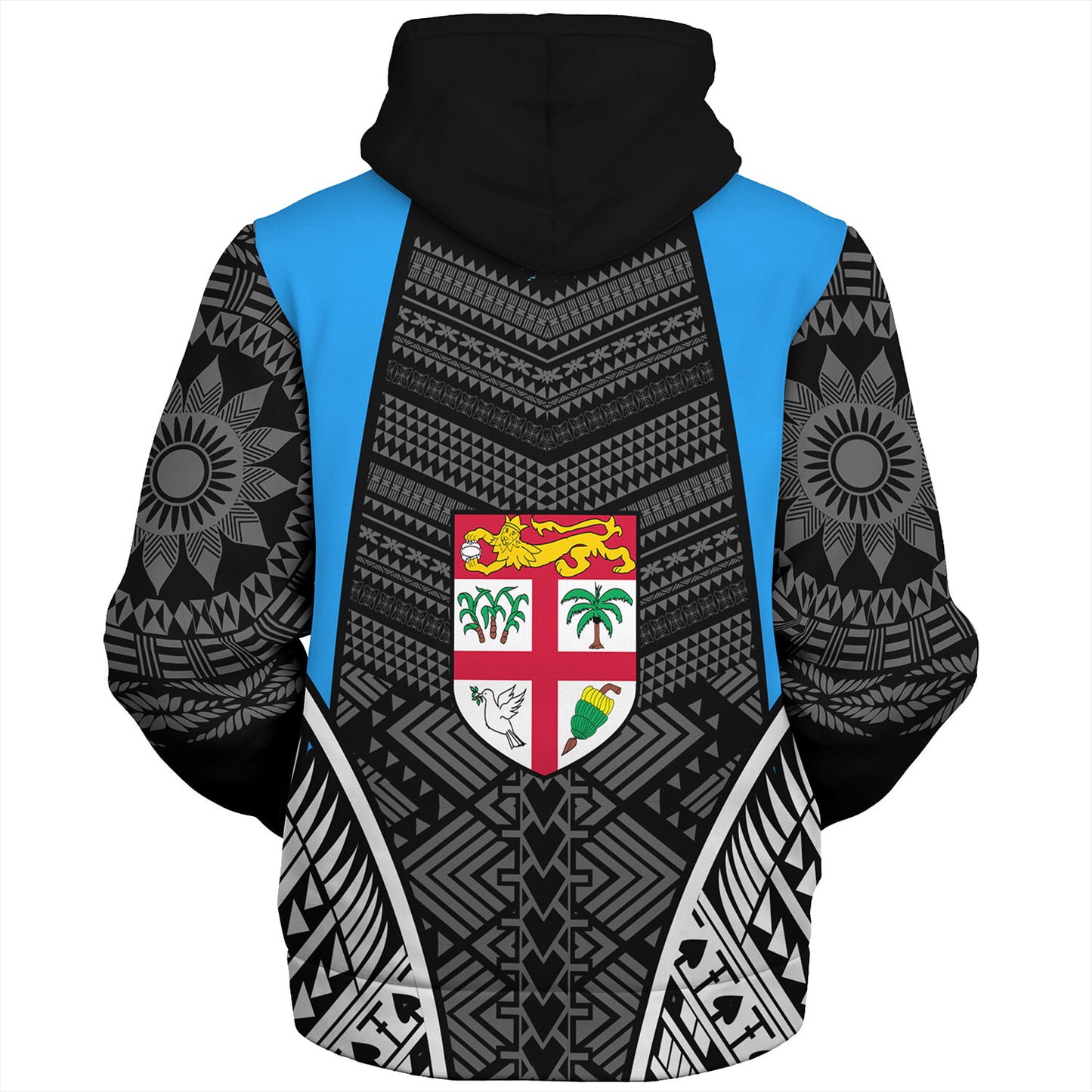 Fiji Sherpa Hoodie - Custom Fijian Tapa Patterns Sport Style