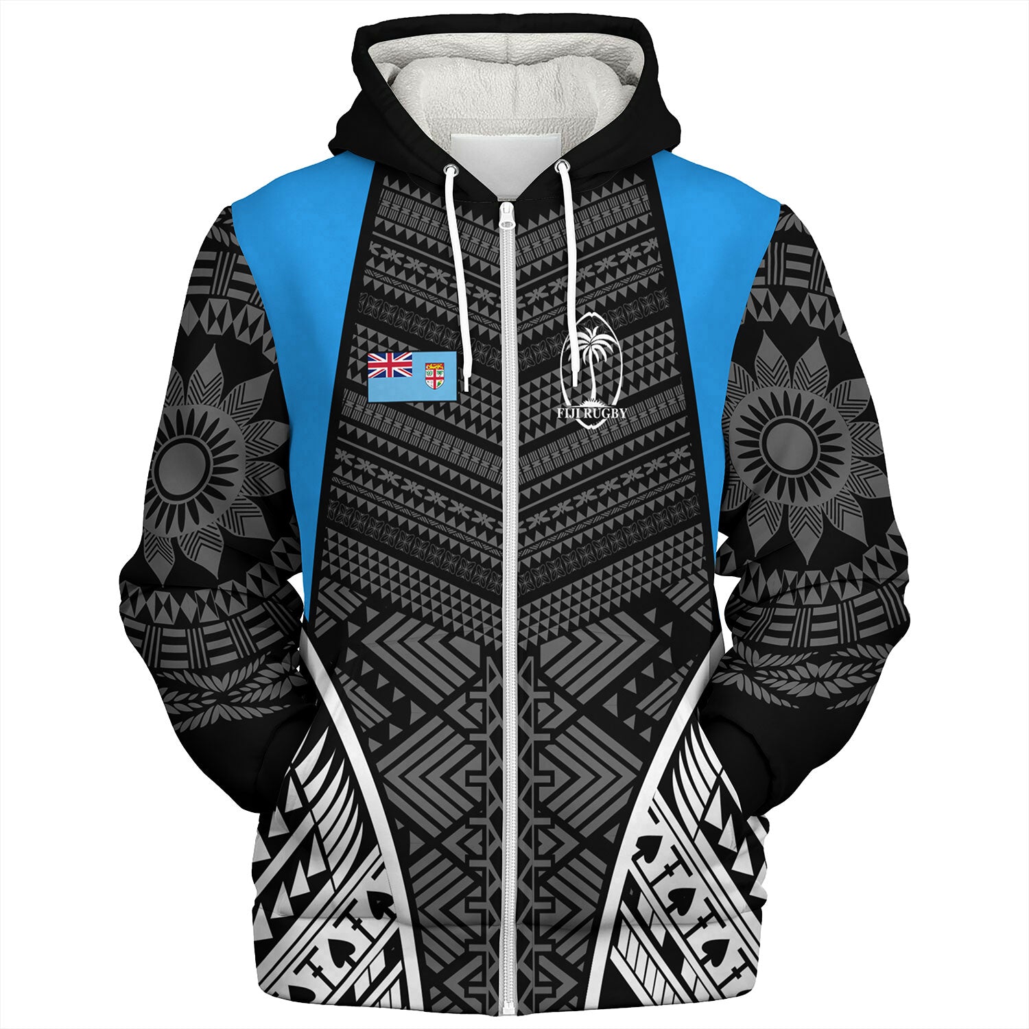 Fiji Sherpa Hoodie - Custom Fijian Tapa Patterns Sport Style
