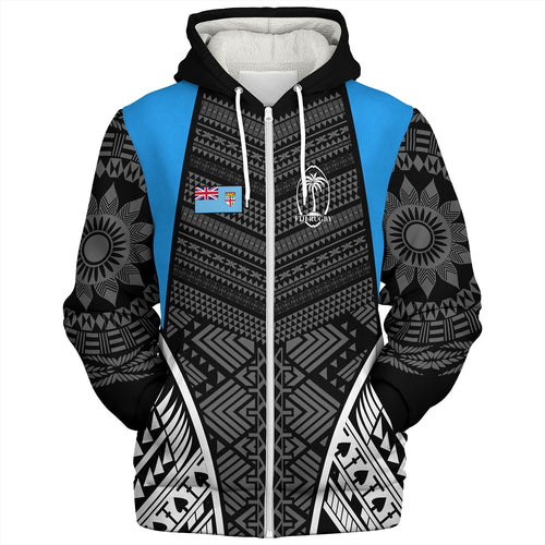 Fiji Sherpa Hoodie - Custom Fijian Tapa Patterns Sport Style