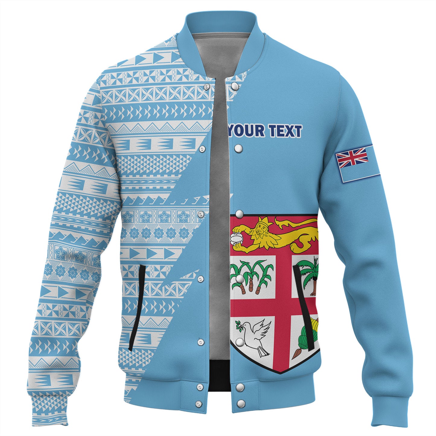 Fiji Custom Personalised Baseball Jacket Flash Style