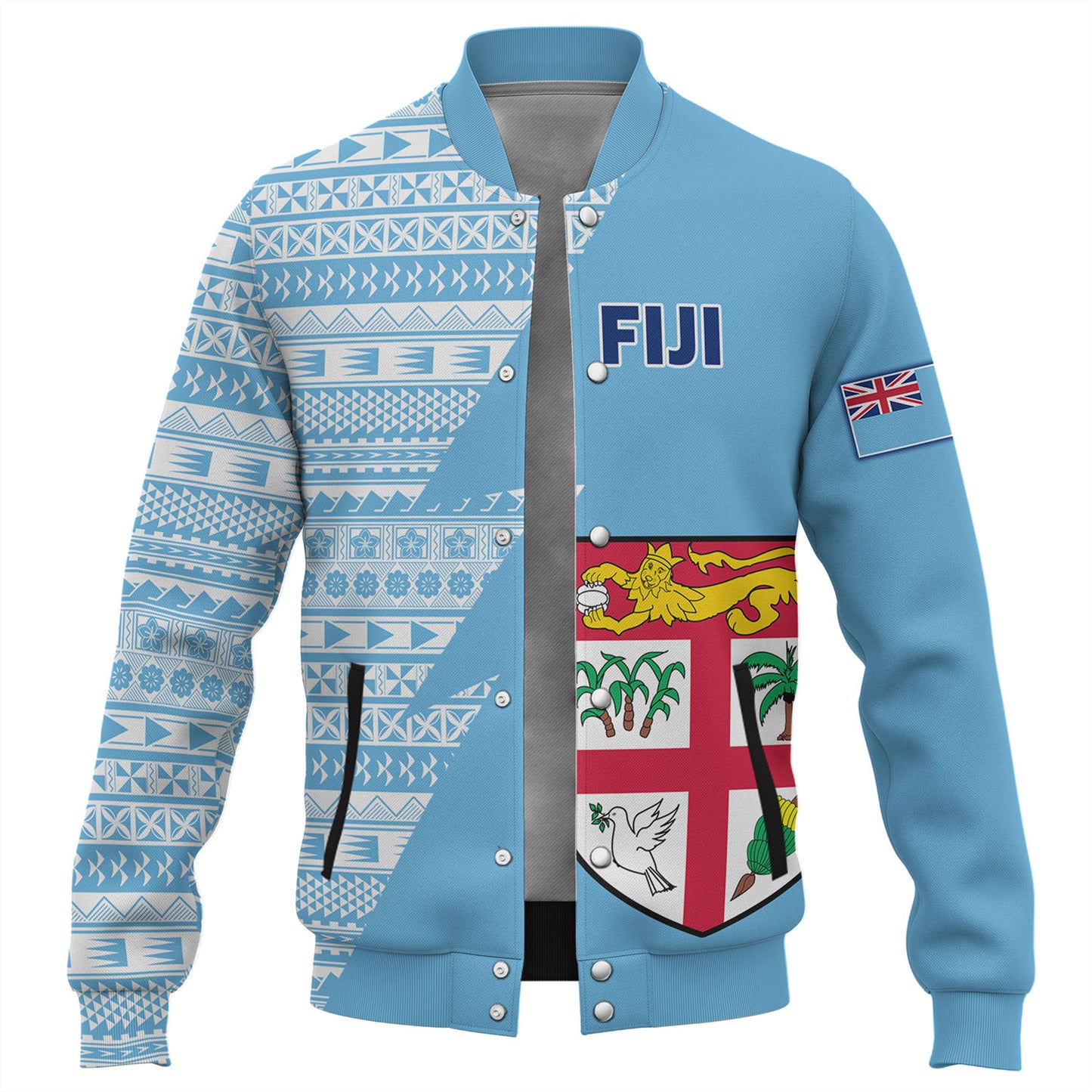 Fiji Custom Personalised Baseball Jacket Flash Style