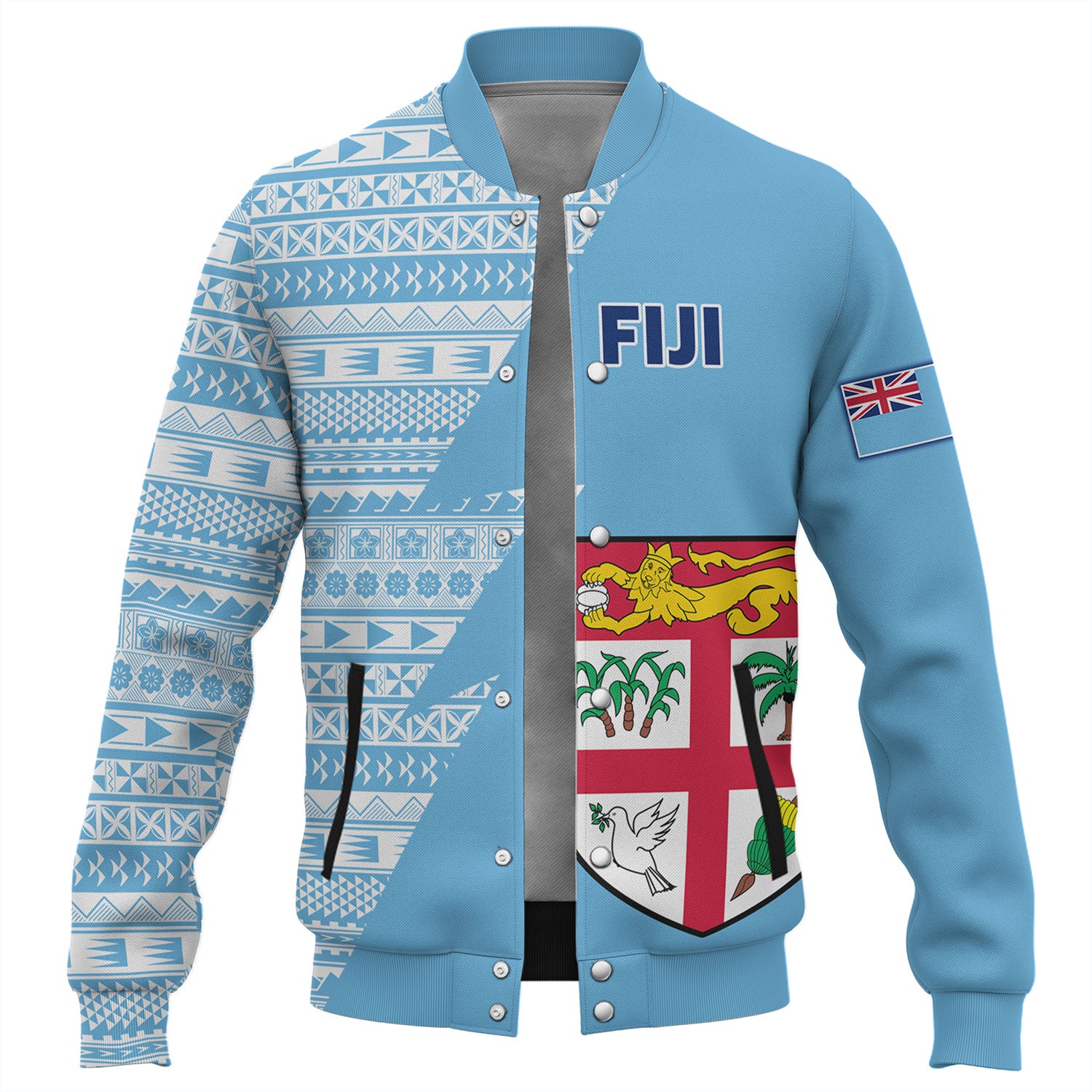 Fiji Custom Personalised Baseball Jacket Flash Style