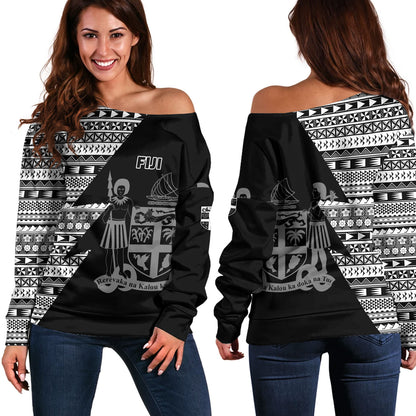 Fiji Custom Personalised Off Shoulder Sweatshirt Flash Style