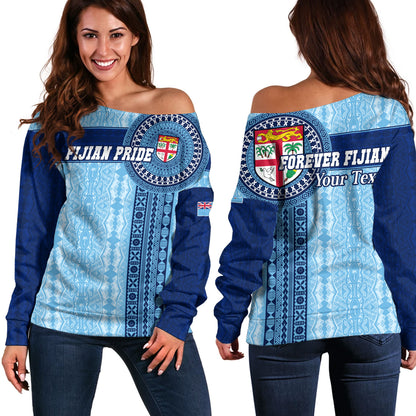 Fiji Off Shoulder Sweatshirt - Custom Forever Fiji Tapa Pattern Design