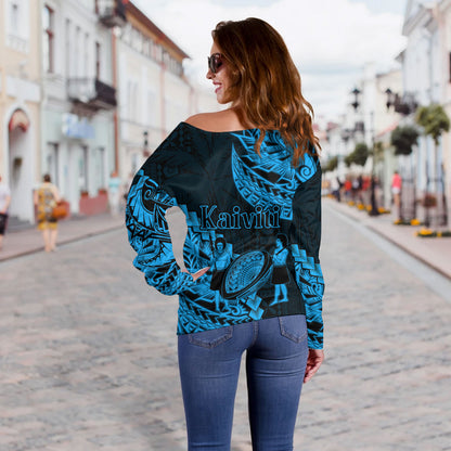 Fiji Off Shoulder Sweatshirt Kaiviti Fiji Rugby Palm Tree