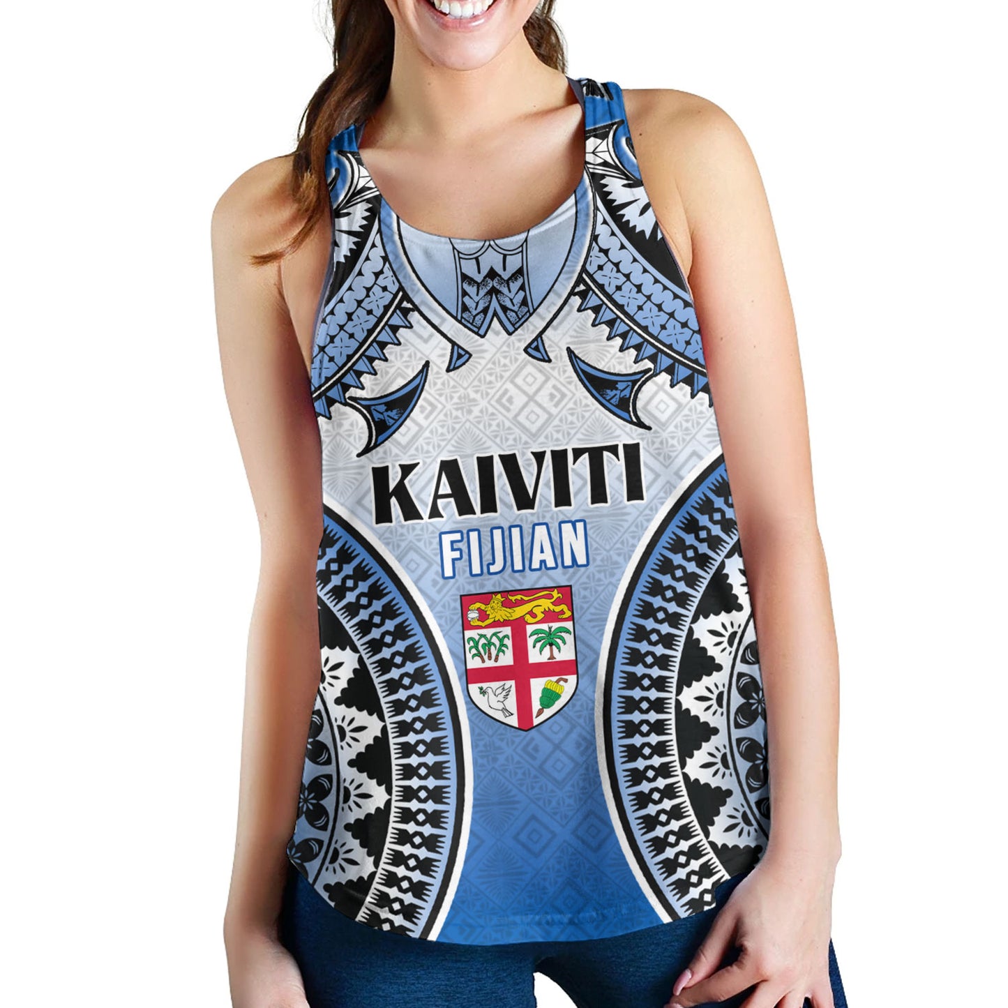 Fiji Women Tank Kaiviti Kesakesa Fiji Tapa Design