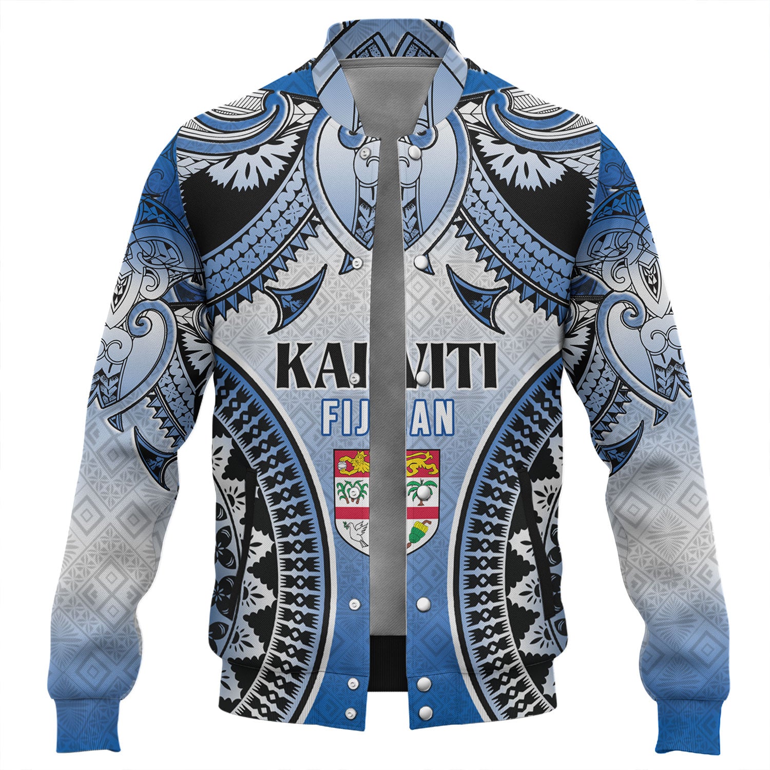 Fiji Baseball Jacket Kaiviti Kesakesa Fiji Tapa Design