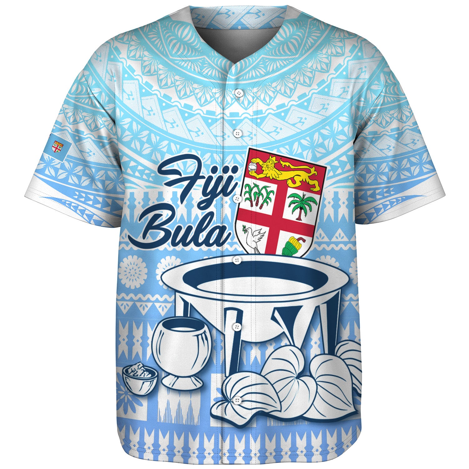 Fiji Baseball Shirt Kava Fiji Masi Patterns