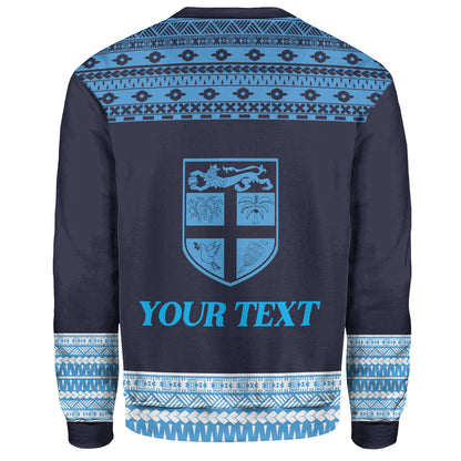 Fiji Sweatshirt Custom Rugby Flying Fijian Makare And Tapa Design