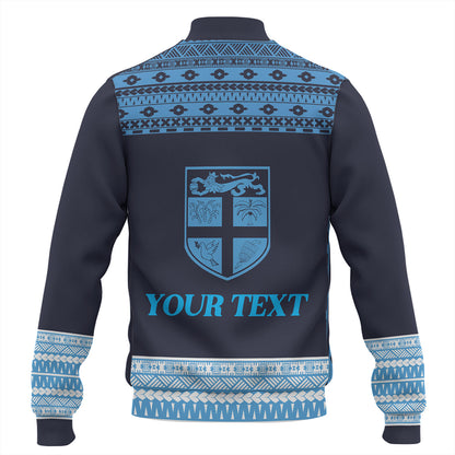 Fiji Baseball Jacket Custom Rugby Flying Fijian Makare And Tapa Design