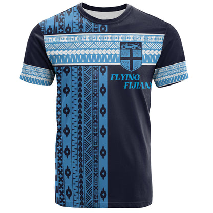 Fiji T-Shirt Custom Rugby Flying Fijian Makare And Tapa Design