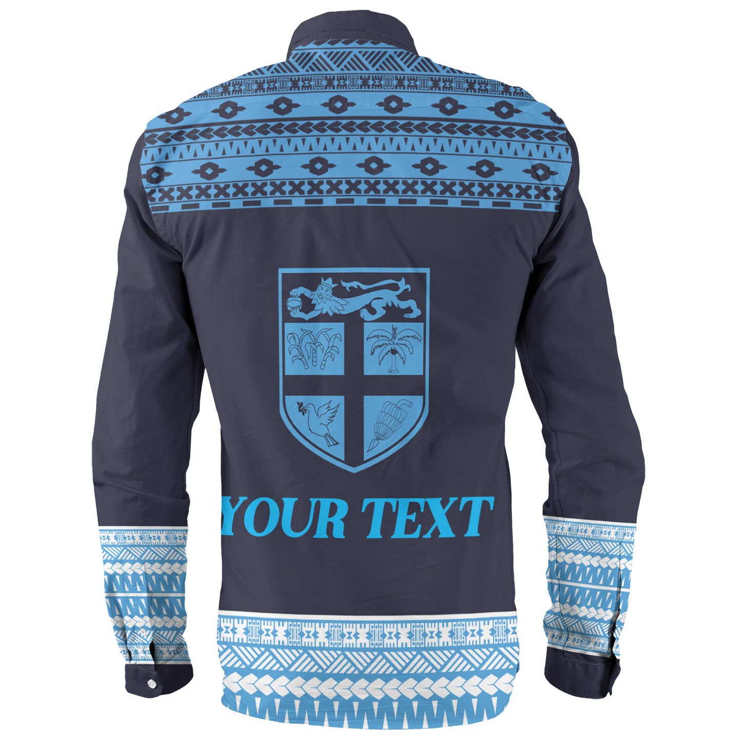 Fiji Long Sleeve Shirt Custom Rugby Flying Fijian Makare And Tapa Design