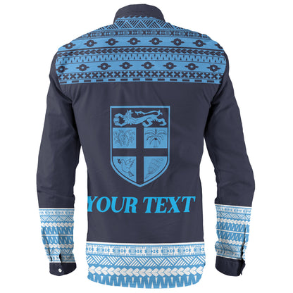 Fiji Long Sleeve Shirt Custom Rugby Flying Fijian Makare And Tapa Design