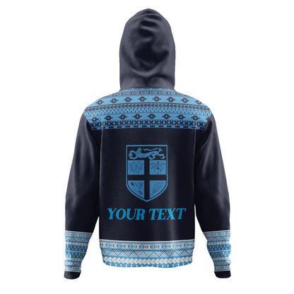 Fiji Hoodie Custom Rugby Flying Fijian Makare And Tapa Design
