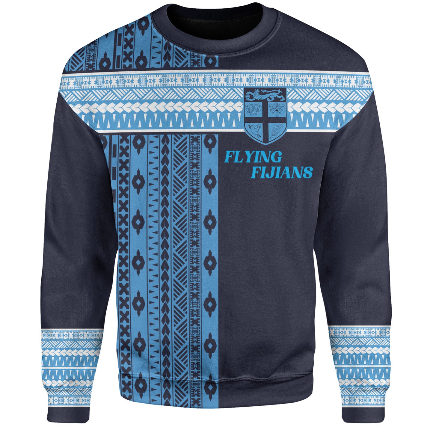 Fiji Sweatshirt Custom Rugby Flying Fijian Makare And Tapa Design