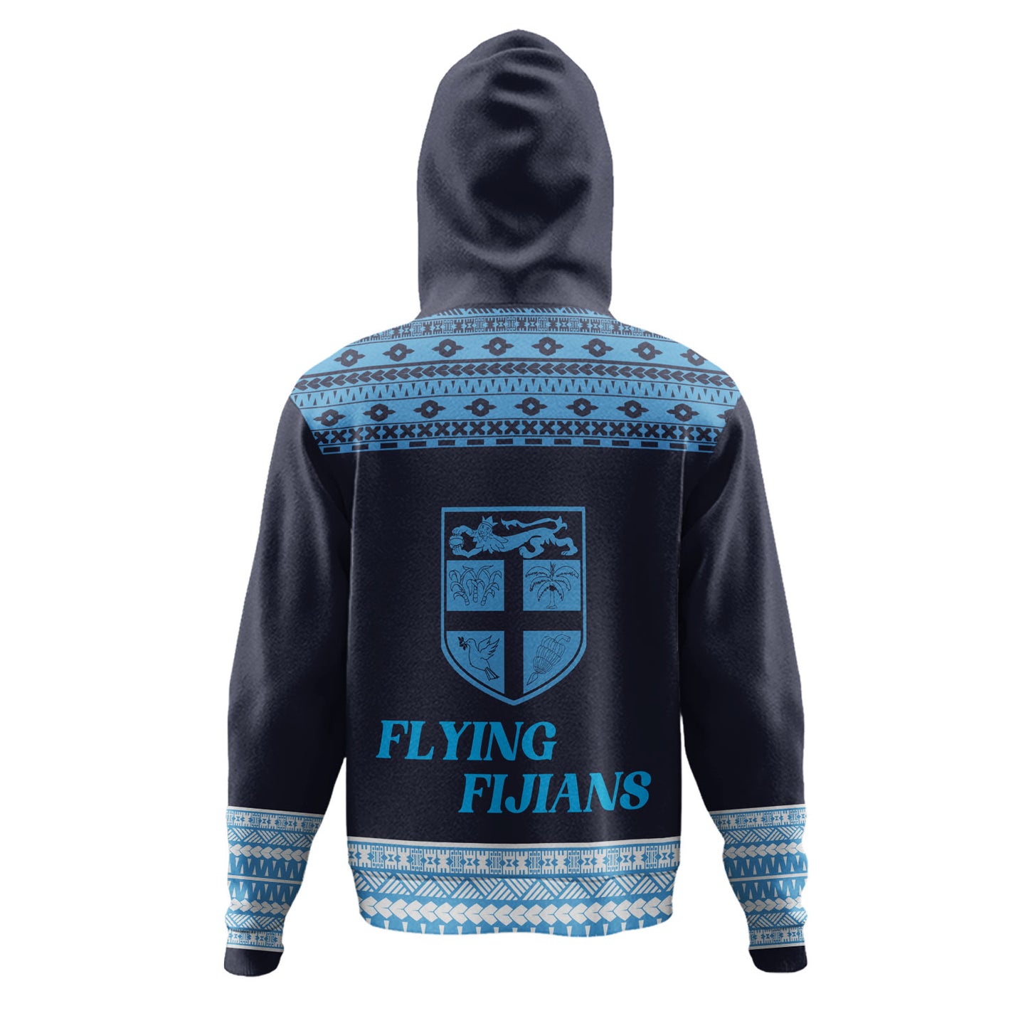 Fiji Hoodie Custom Rugby Flying Fijian Makare And Tapa Design