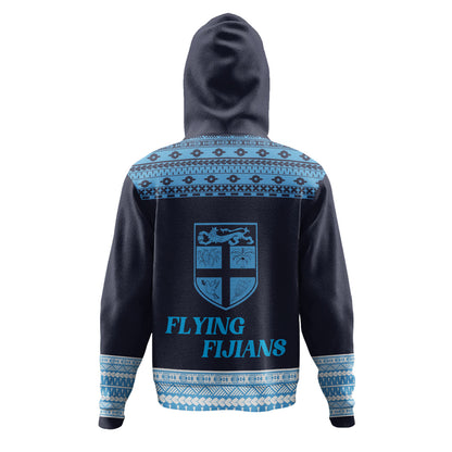 Fiji Hoodie Custom Rugby Flying Fijian Makare And Tapa Design