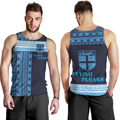 Fiji Tank Top Custom Rugby Flying Fijian Makare And Tapa Design
