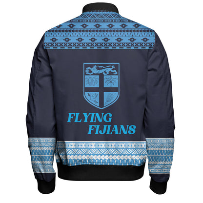 Fiji Bomber Jacket Custom Rugby Flying Fijian Makare And Tapa Design