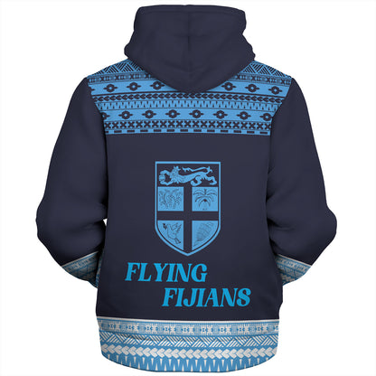 Fiji Sherpa Hoodie Custom Rugby Flying Fijian Makare And Tapa Design