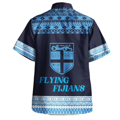 Fiji Hawaiian Shirt Custom Rugby Flying Fijian Makare And Tapa Design