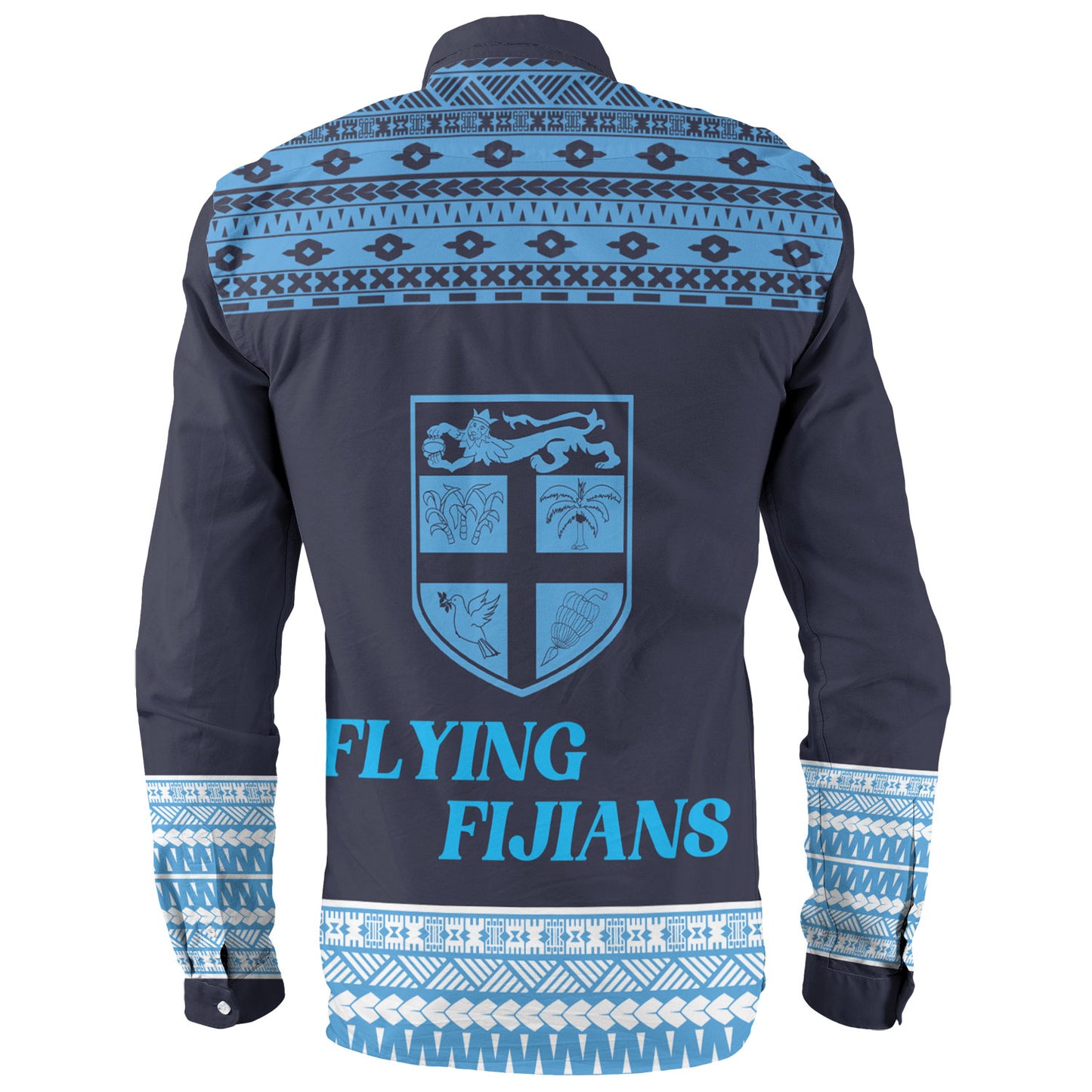 Fiji Long Sleeve Shirt Custom Rugby Flying Fijian Makare And Tapa Design