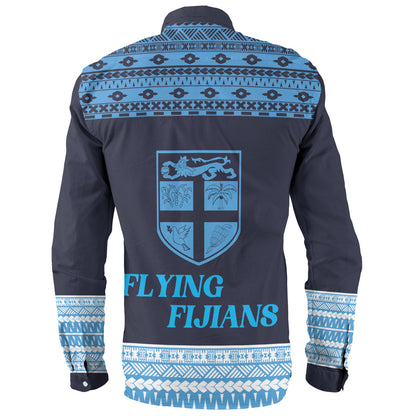 Fiji Long Sleeve Shirt Custom Rugby Flying Fijian Makare And Tapa Design