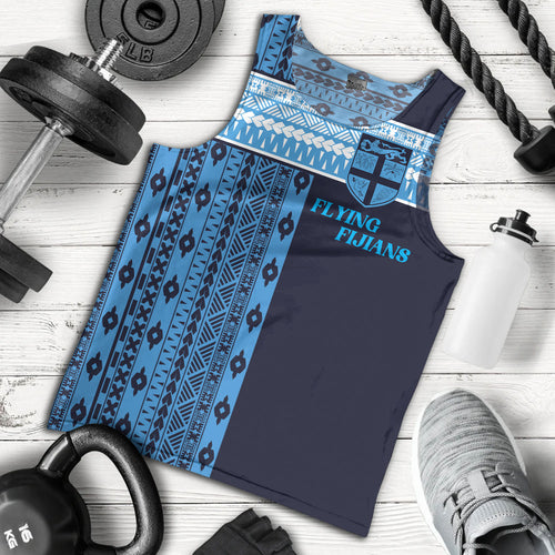 Fiji Tank Top Custom Rugby Flying Fijian Makare And Tapa Design