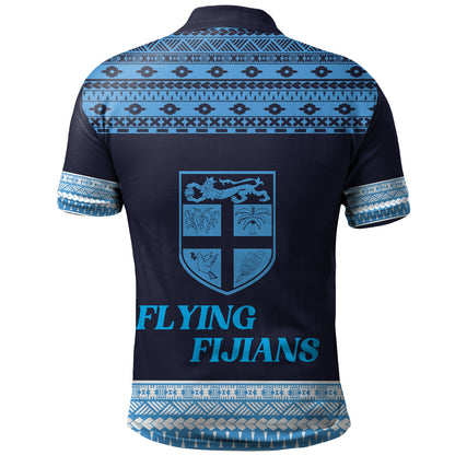 Fiji Polo Shirt Custom Rugby Flying Fijian Makare And Tapa Design
