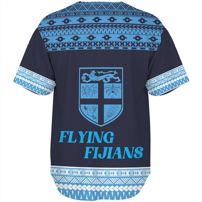 Fiji Baseball Shirt Custom Rugby Flying Fijian Makare And Tapa Design