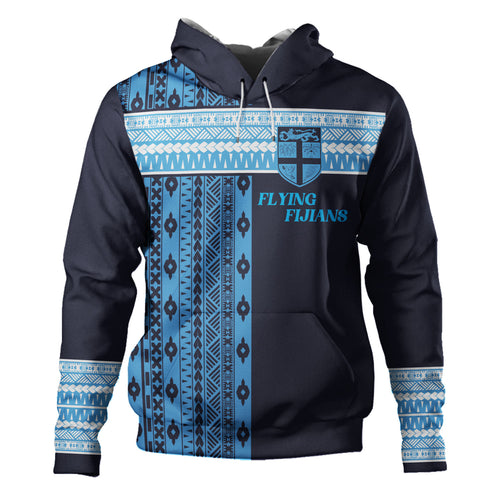 Fiji Hoodie Custom Rugby Flying Fijian Makare And Tapa Design
