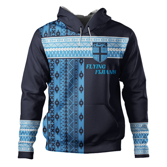 Fiji Hoodie Custom Rugby Flying Fijian Makare And Tapa Design