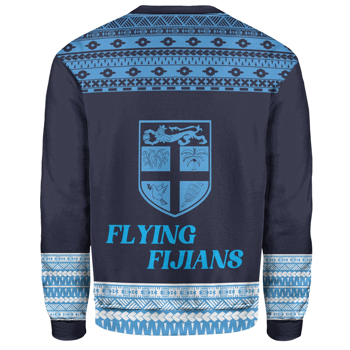 Fiji Sweatshirt Custom Rugby Flying Fijian Makare And Tapa Design