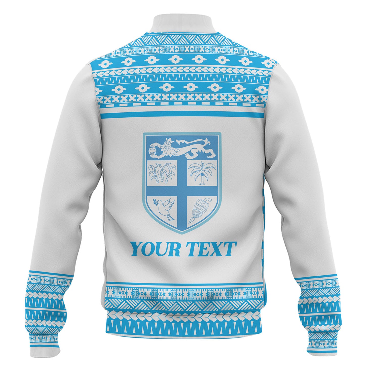 Fiji Baseball Jacket Custom Rugby Flying Fijian Makare And Tapa Design