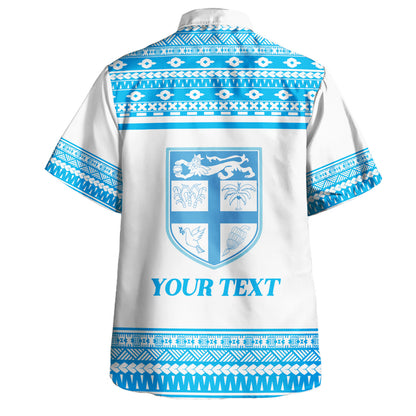 Fiji Hawaiian Shirt Custom Rugby Flying Fijian Makare And Tapa Design