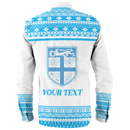 Fiji Long Sleeve Shirt Custom Rugby Flying Fijian Makare And Tapa Design