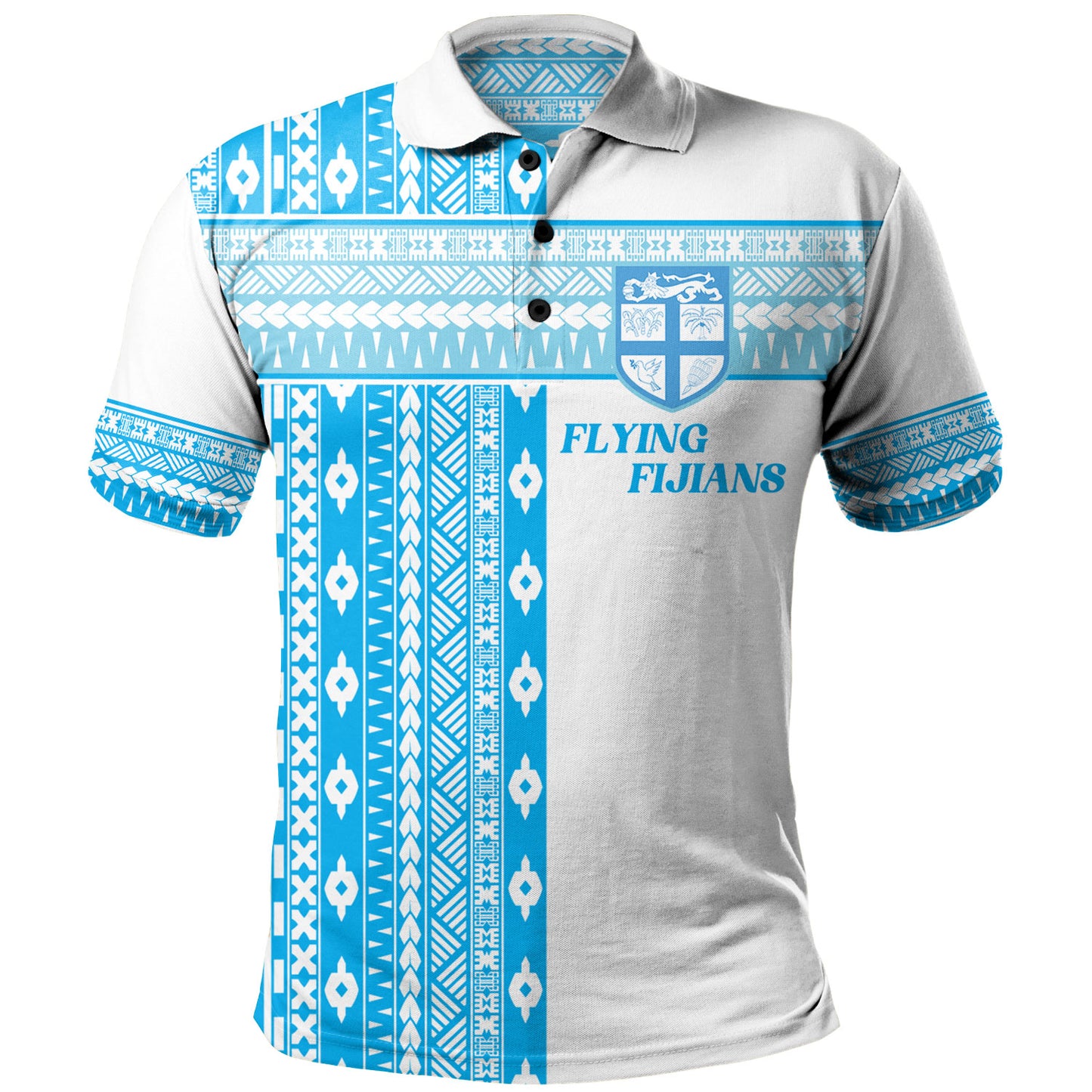 Fiji Polo Shirt Custom Rugby Flying Fijian Makare And Tapa Design