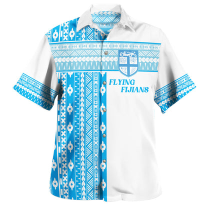 Fiji Hawaiian Shirt Custom Rugby Flying Fijian Makare And Tapa Design