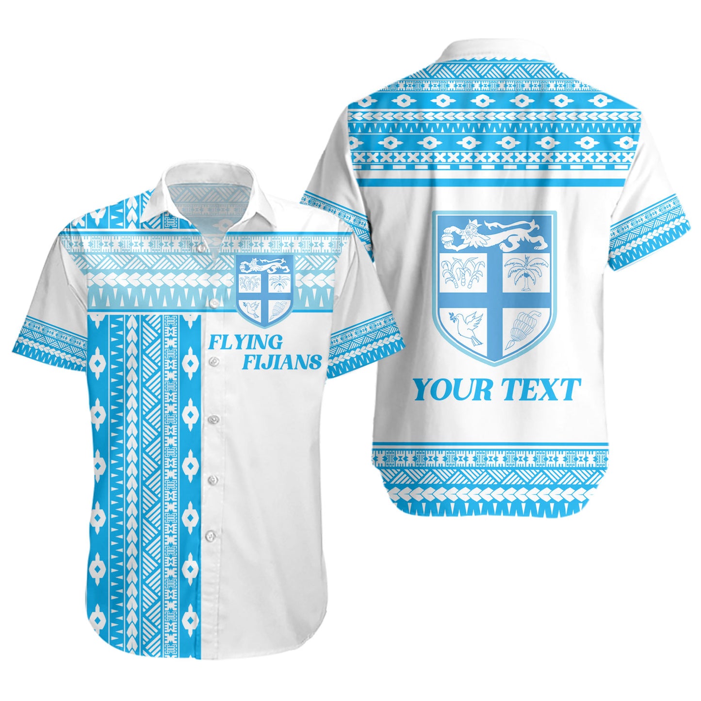 Fiji Short Sleeve Shirt Custom Rugby Flying Fijian Makare And Tapa Design