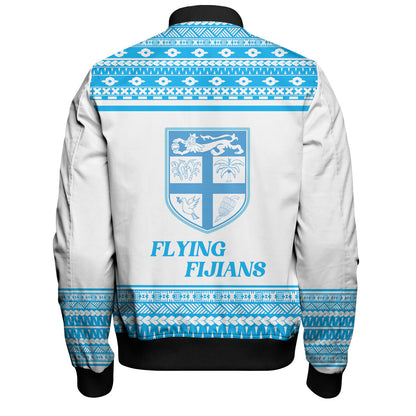 Fiji Bomber Jacket Custom Rugby Flying Fijian Makare And Tapa Design