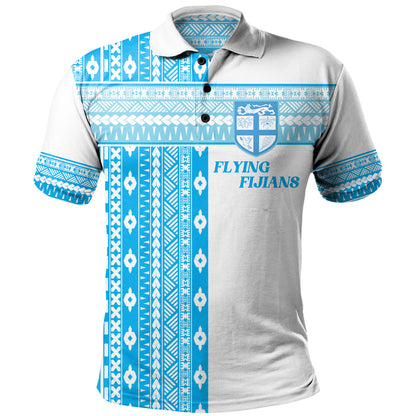 Fiji Polo Shirt Custom Rugby Flying Fijian Makare And Tapa Design