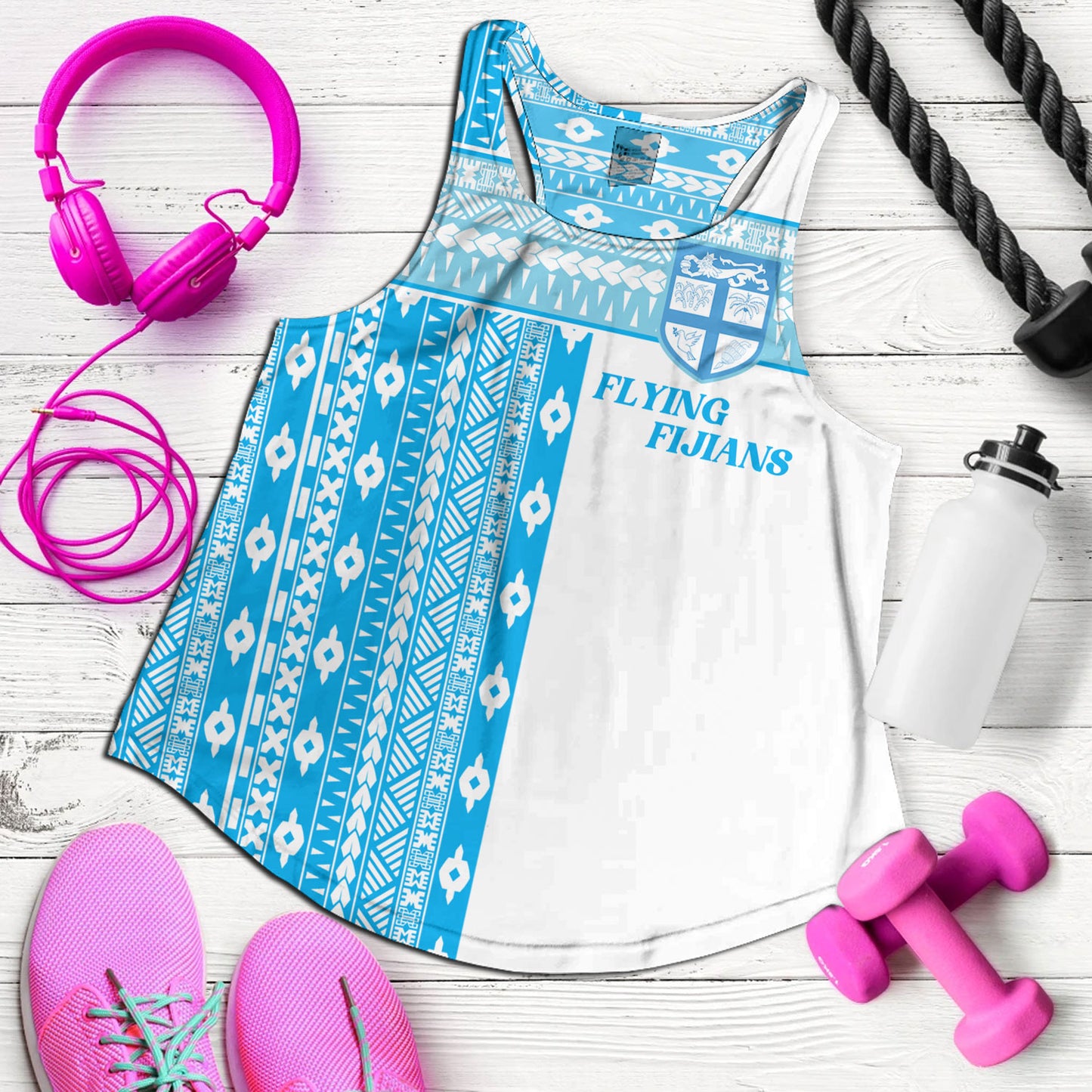 Fiji Women Tank Custom Rugby Flying Fijian Makare And Tapa Design