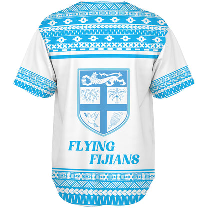 Fiji Baseball Shirt Custom Rugby Flying Fijian Makare And Tapa Design