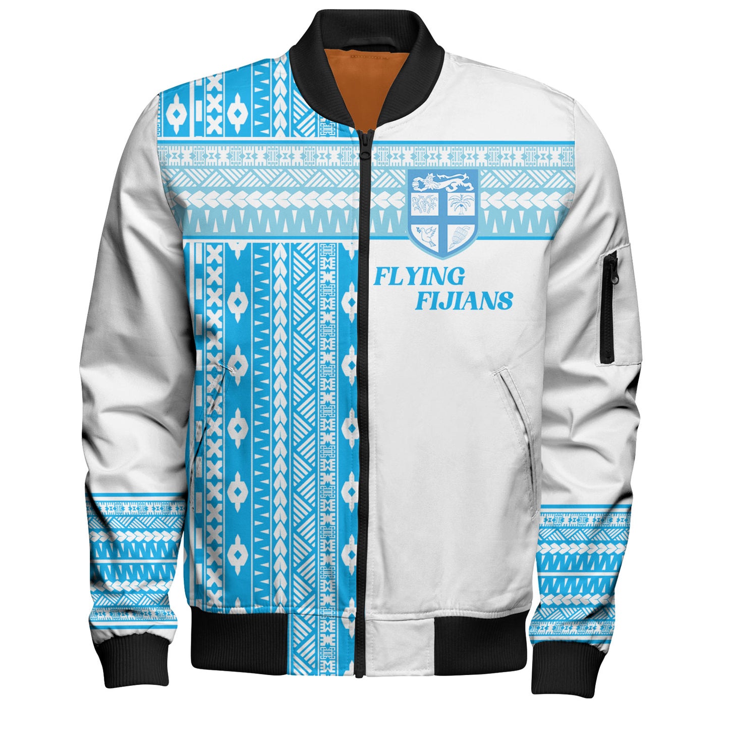 Fiji Bomber Jacket Custom Rugby Flying Fijian Makare And Tapa Design