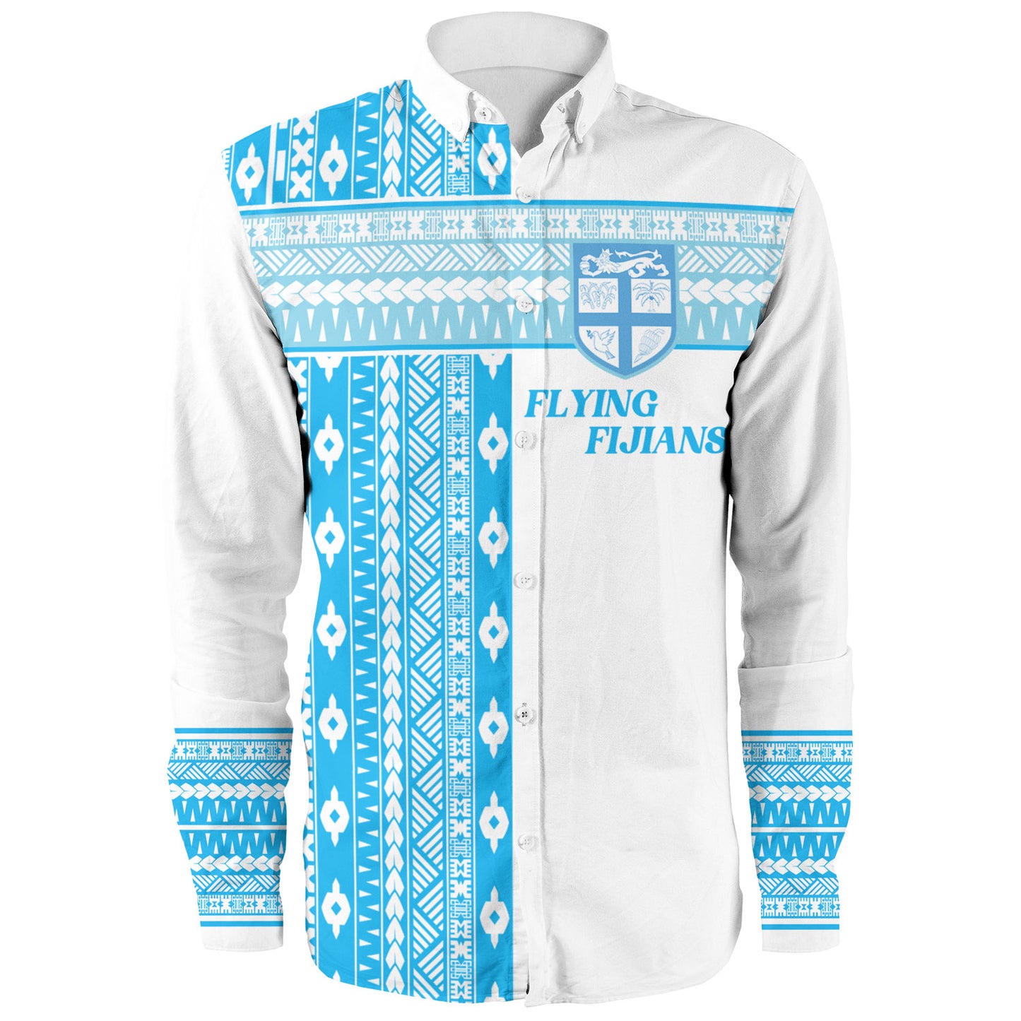 Fiji Long Sleeve Shirt Custom Rugby Flying Fijian Makare And Tapa Design