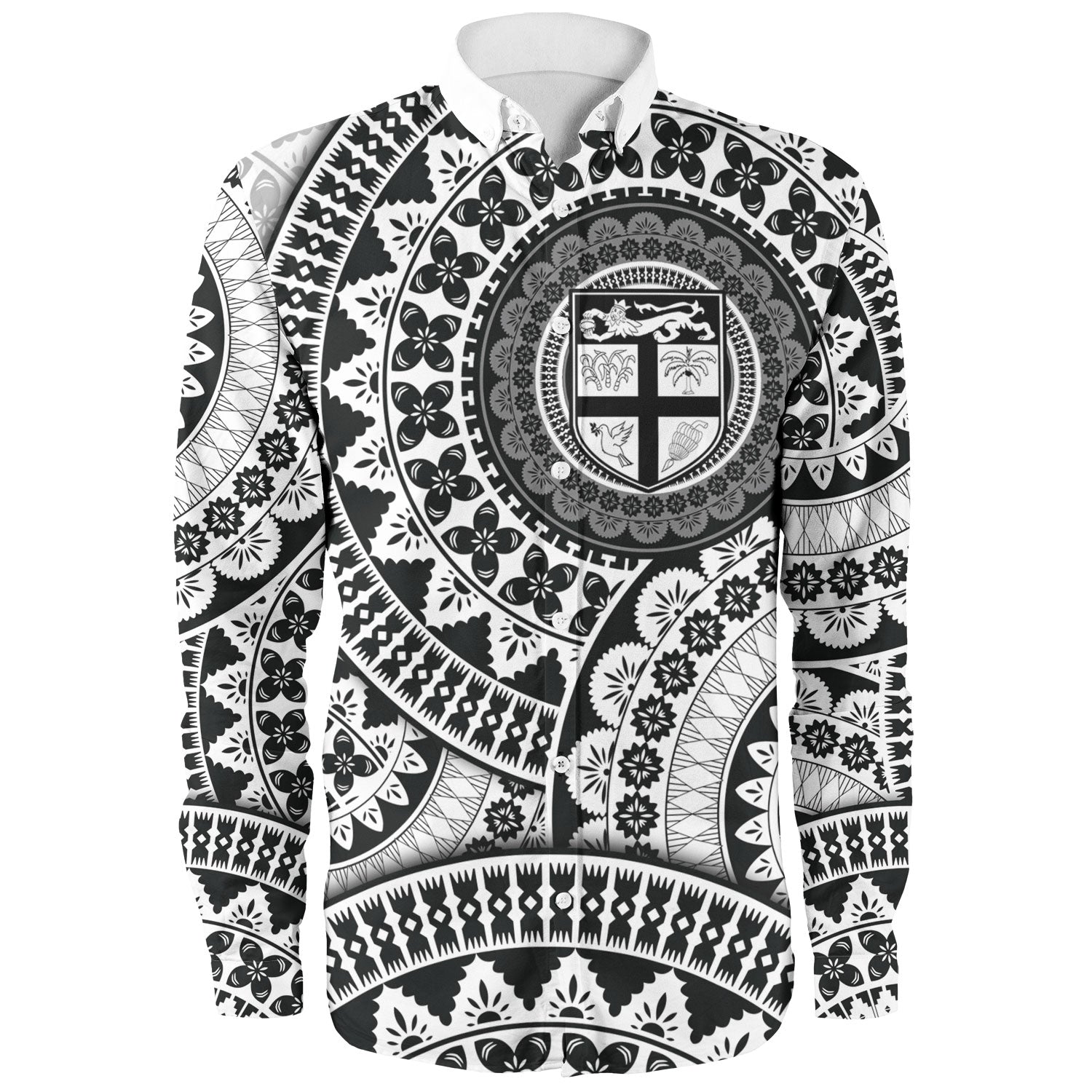 Fiji Long Sleeve Shirt Bula Fijian Circle Pattern Design