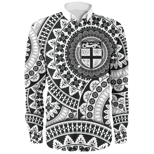 Fiji Long Sleeve Shirt Bula Fijian Circle Pattern Design